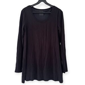 Lysse Black Long Sleeve Scoop Neck Compression Lined Tunic Top Size Small